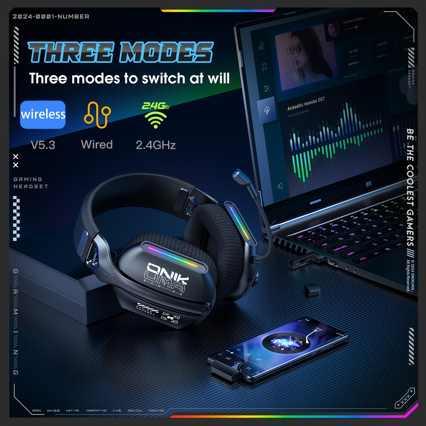 ONIKUMA GT808 hot-selling wireless headset, three modes of use, adaptable to all