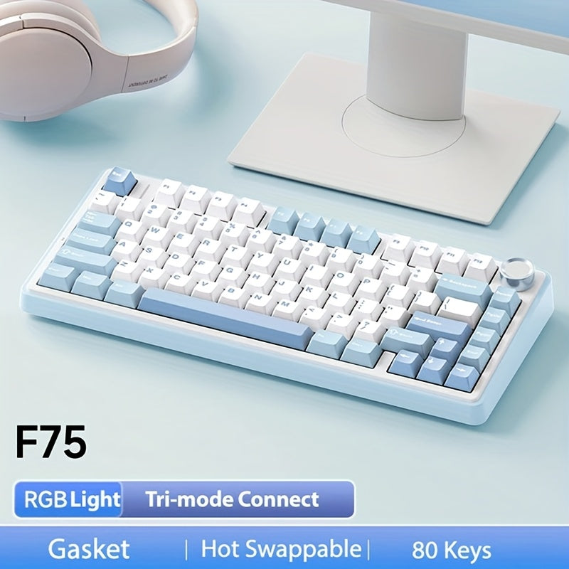 AULA F75 Wireless Mechanical Keyboard with Hot-Swappable Keycaps, RGB, Gaming