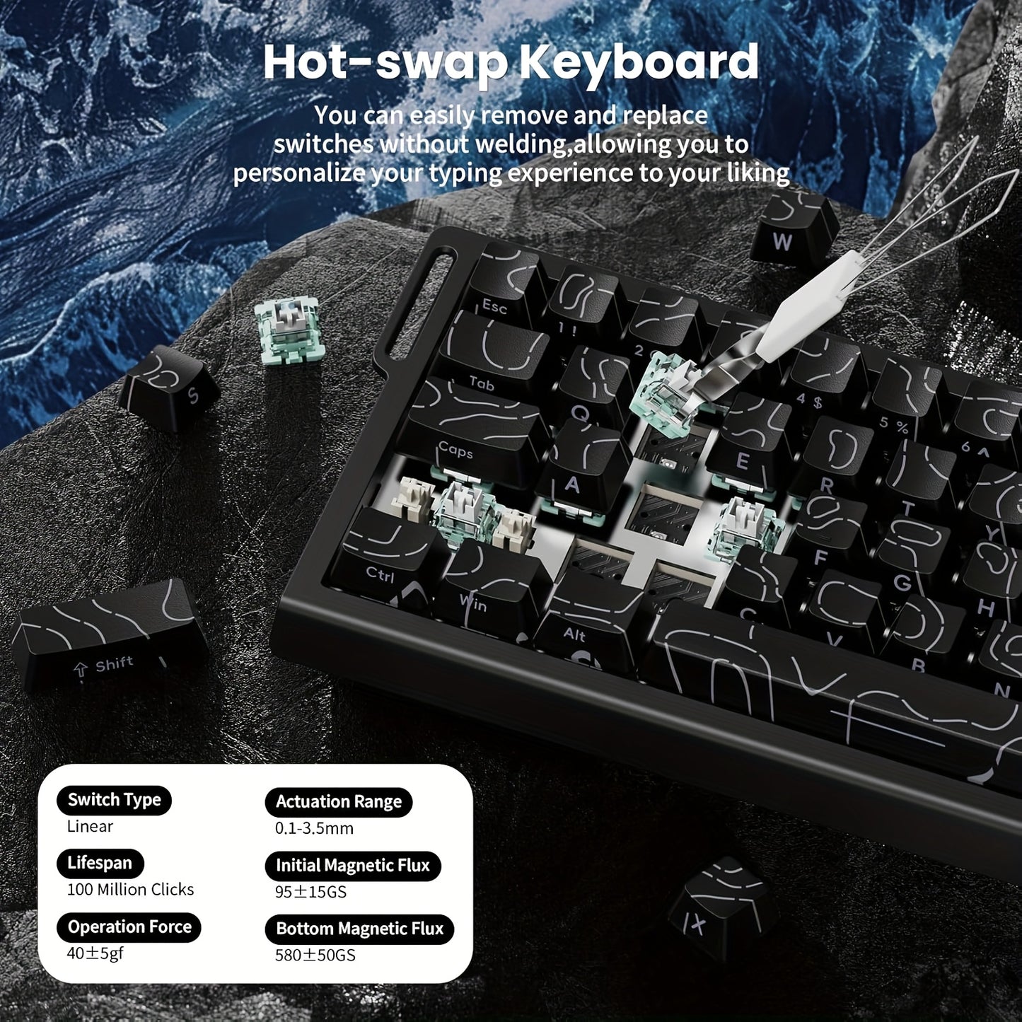 ATTACK SHARK X68HE Magnetic Gaming Keyboard - 60% RGB Backlit, 8KHz Magnetic Response