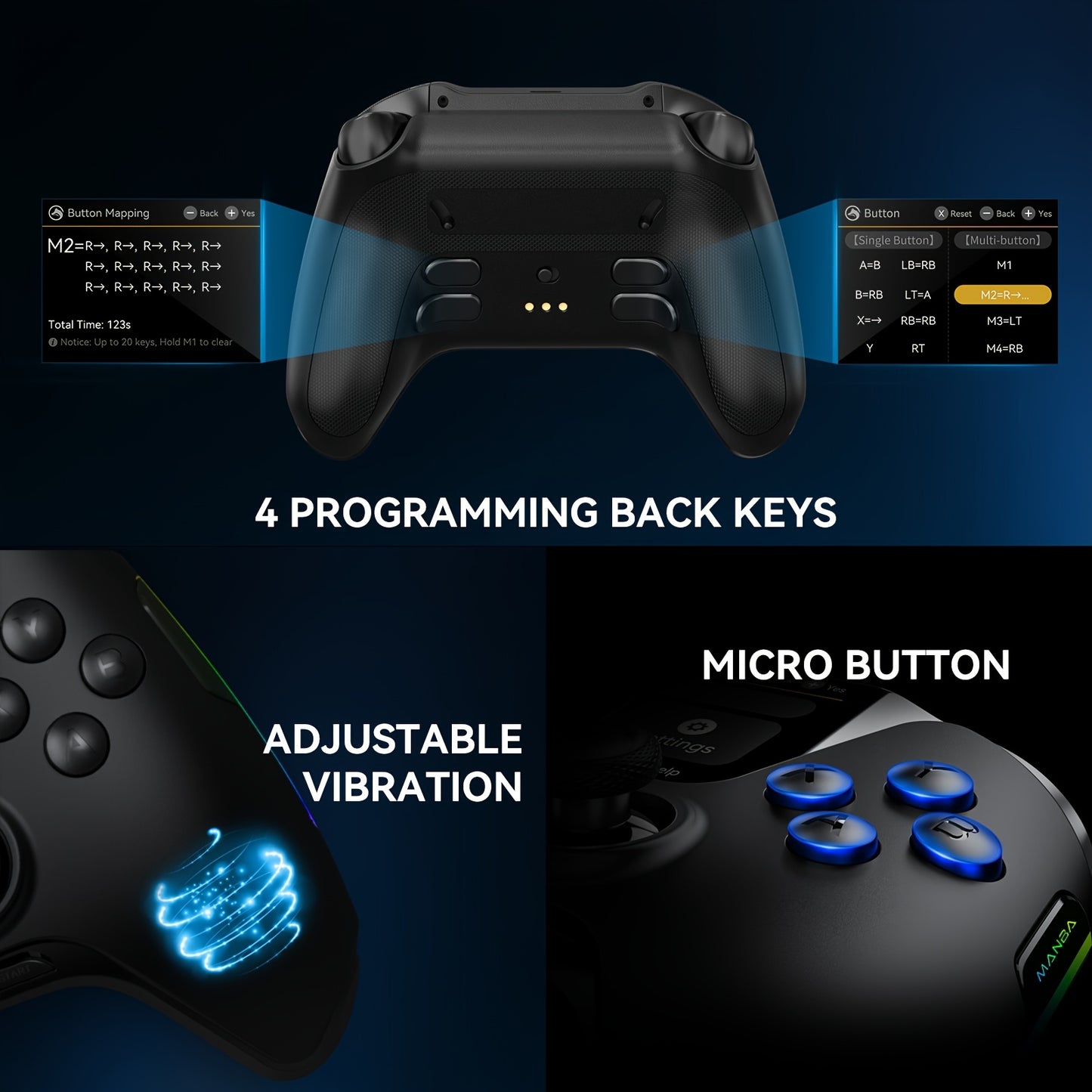 NO DRIFT ManbaOne Interactive Screen Gaming Controller for PC/Switch/iOS/Android/Steam Deck