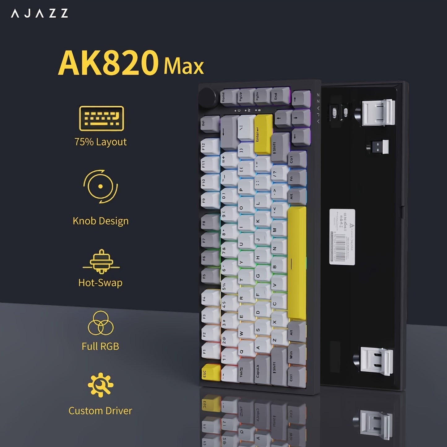 AK820 MAX new magnetic switch Type-C wired-computer game keyboard