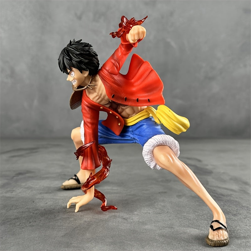 One Piece Luffy Action Figure - Dynamic Battle Pose with Red & Golden Accents Collectible