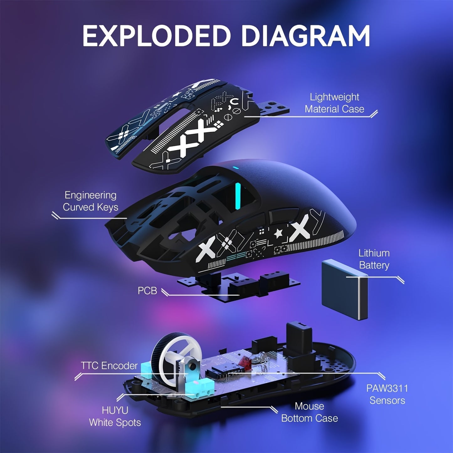 ATTACK SHARK X11 Wireless Gaming Mouse with RGB Magnetic Charging Dock, PixArt PAW3311 Sensor