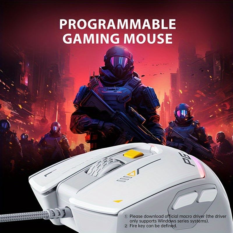 1pc INPHIC PG1 Wired Gaming Mouse, Ergonomic Design, Macro Programming,