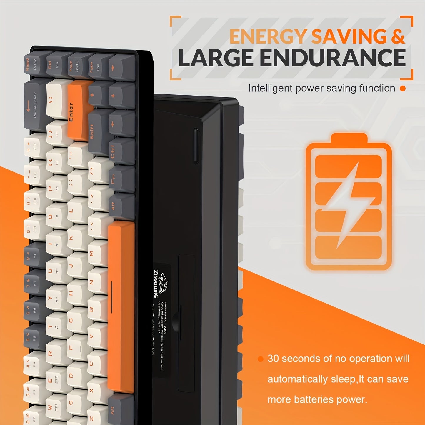 K68 60% Wireless Mechanical Keyboard, BT 5.0/2.4GHz with Dual Mode 2-in-1 Receiver