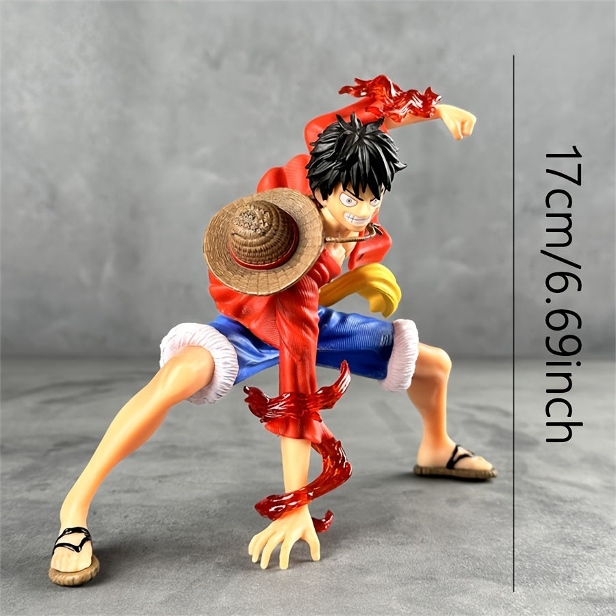 One Piece Luffy Action Figure - Dynamic Battle Pose with Red & Golden Accents Collectible