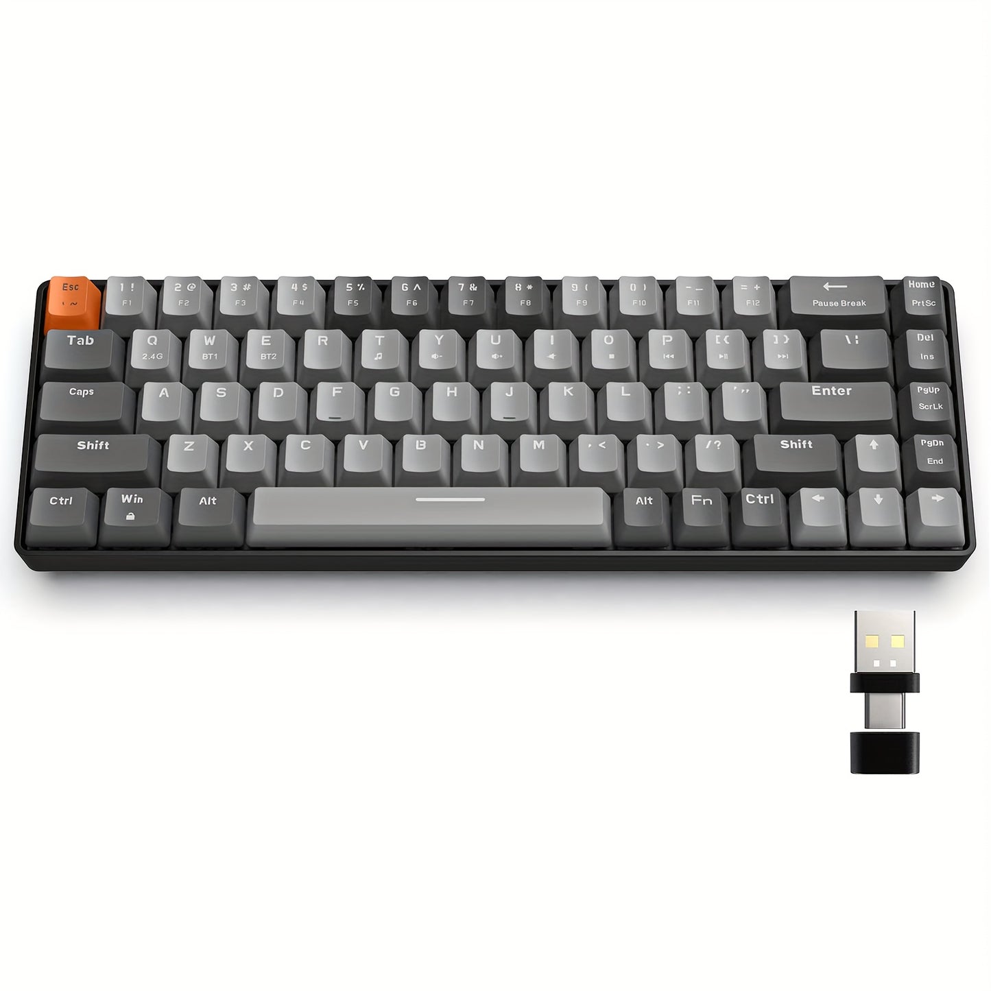 K68 60% Wireless Mechanical Keyboard, BT 5.0/2.4GHz with Dual Mode 2-in-1 Receiver