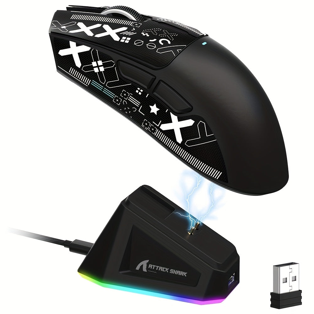 ATTACK SHARK X11 Wireless Gaming Mouse with RGB Magnetic Charging Dock, PixArt PAW3311 Sensor