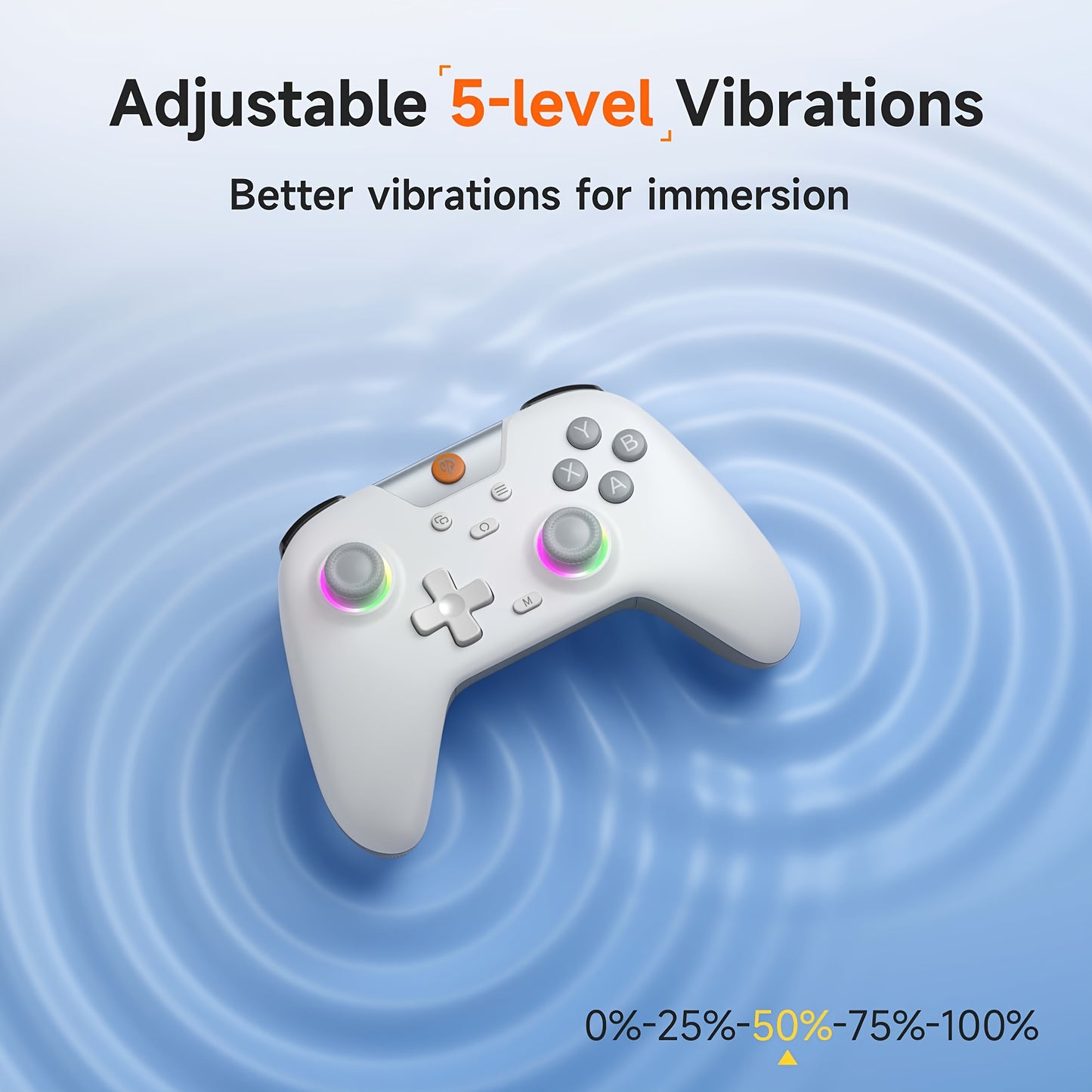 EasySMX Wireless PC Controller, X05 Gaming Controller with 7 Light Colors.