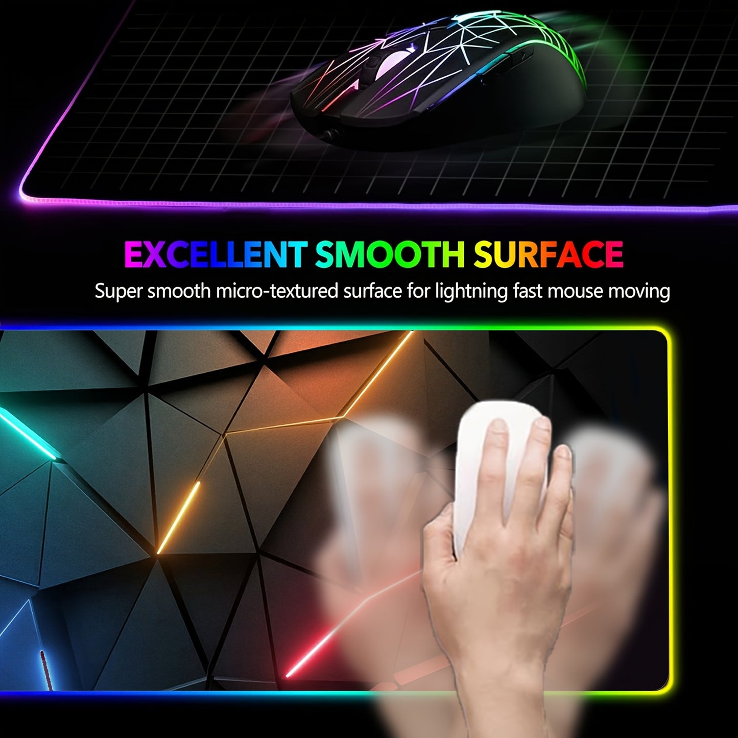 FOBIANJIE RGB Gaming Mouse Pad, Silicone with Non-Slip Rubber Base