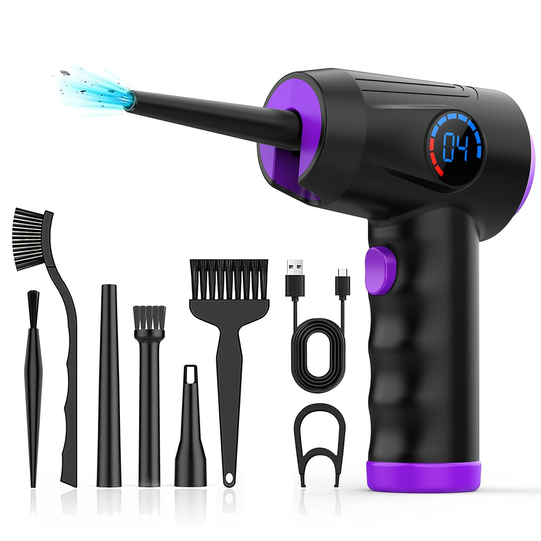 Cordless Electric Air Duster with 51000 RPM High-Power Blower, 4-Speed Adjustable & LCD Display, 3000mAh
