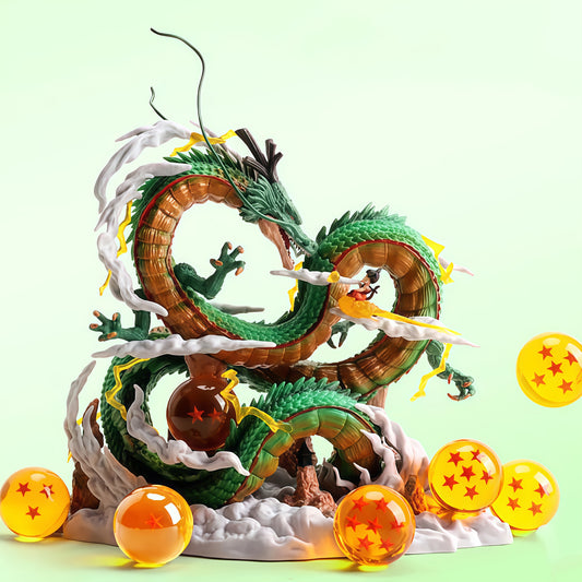 Dragon Ball: Shenron Summoning - Classic Wish Scene with Young Goku Riding on Cloud