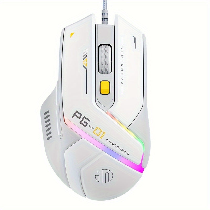 1pc INPHIC PG1 Wired Gaming Mouse, Ergonomic Design, Macro Programming,