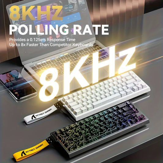 ATTACK SHARK X68HE Magnetic Gaming Keyboard - 60% RGB Backlit, 8KHz Magnetic Response