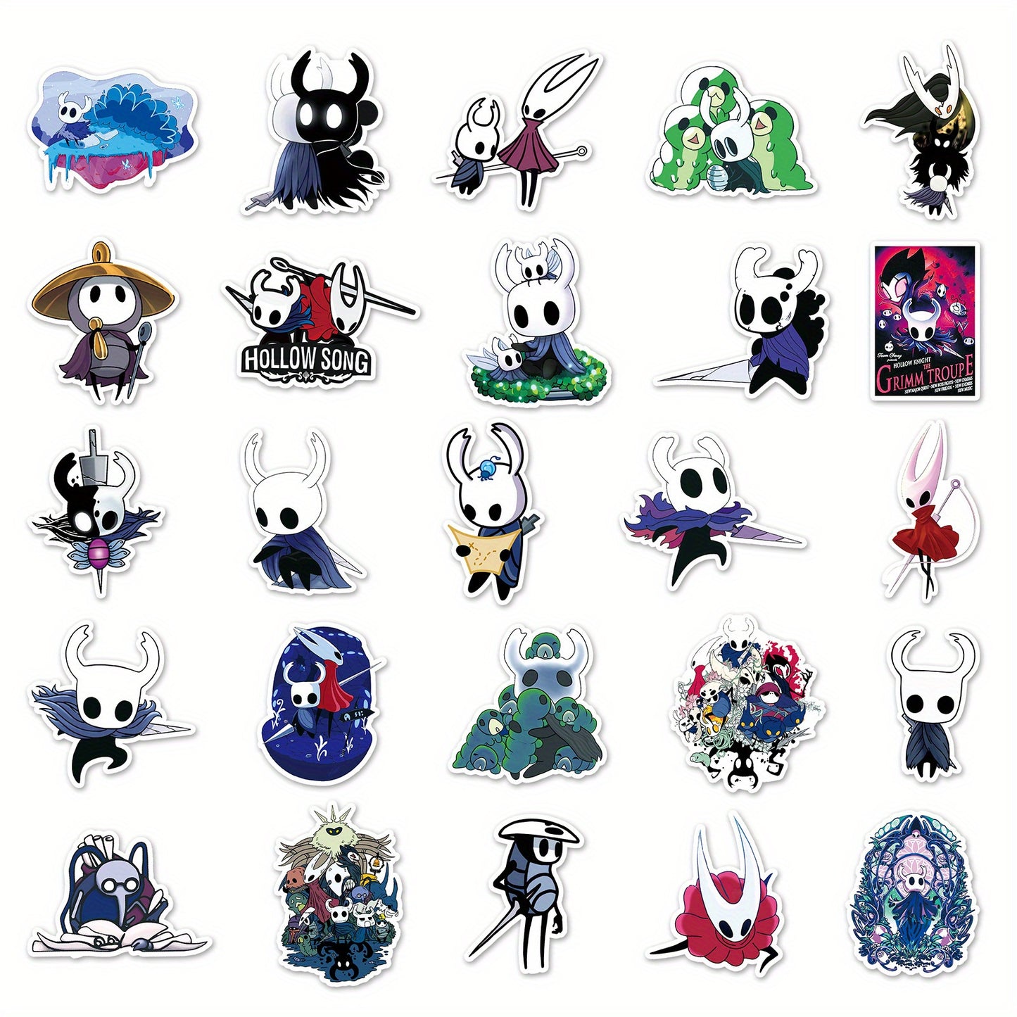 50pcs Hollow Knight Game Stickers, Mixed Colors, PVC, Reusable, RAGEENO Brand,