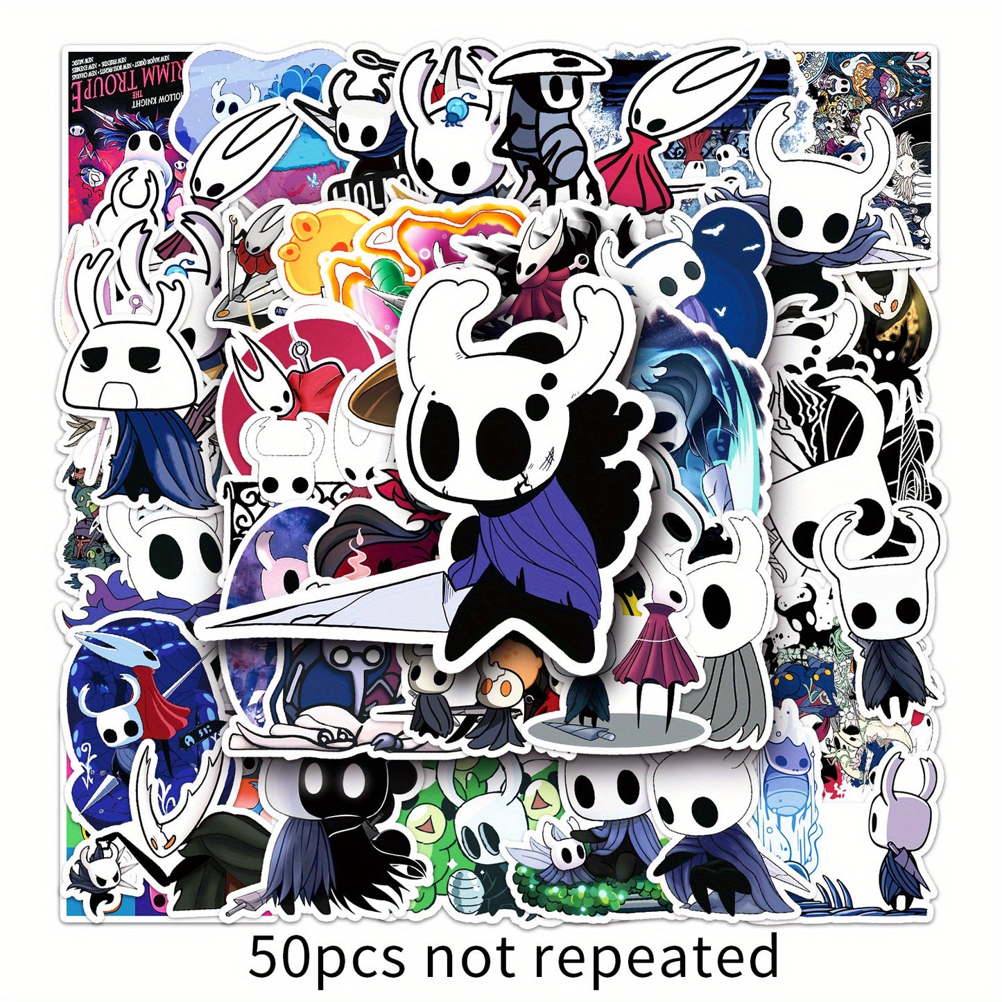 50pcs Hollow Knight Game Stickers, Mixed Colors, PVC, Reusable, RAGEENO Brand,