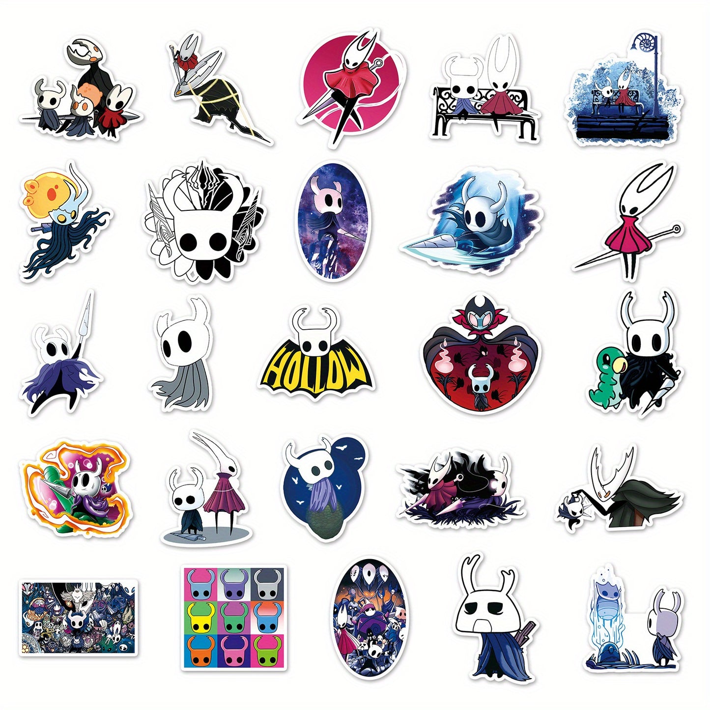 50pcs Hollow Knight Game Stickers, Mixed Colors, PVC, Reusable, RAGEENO Brand,