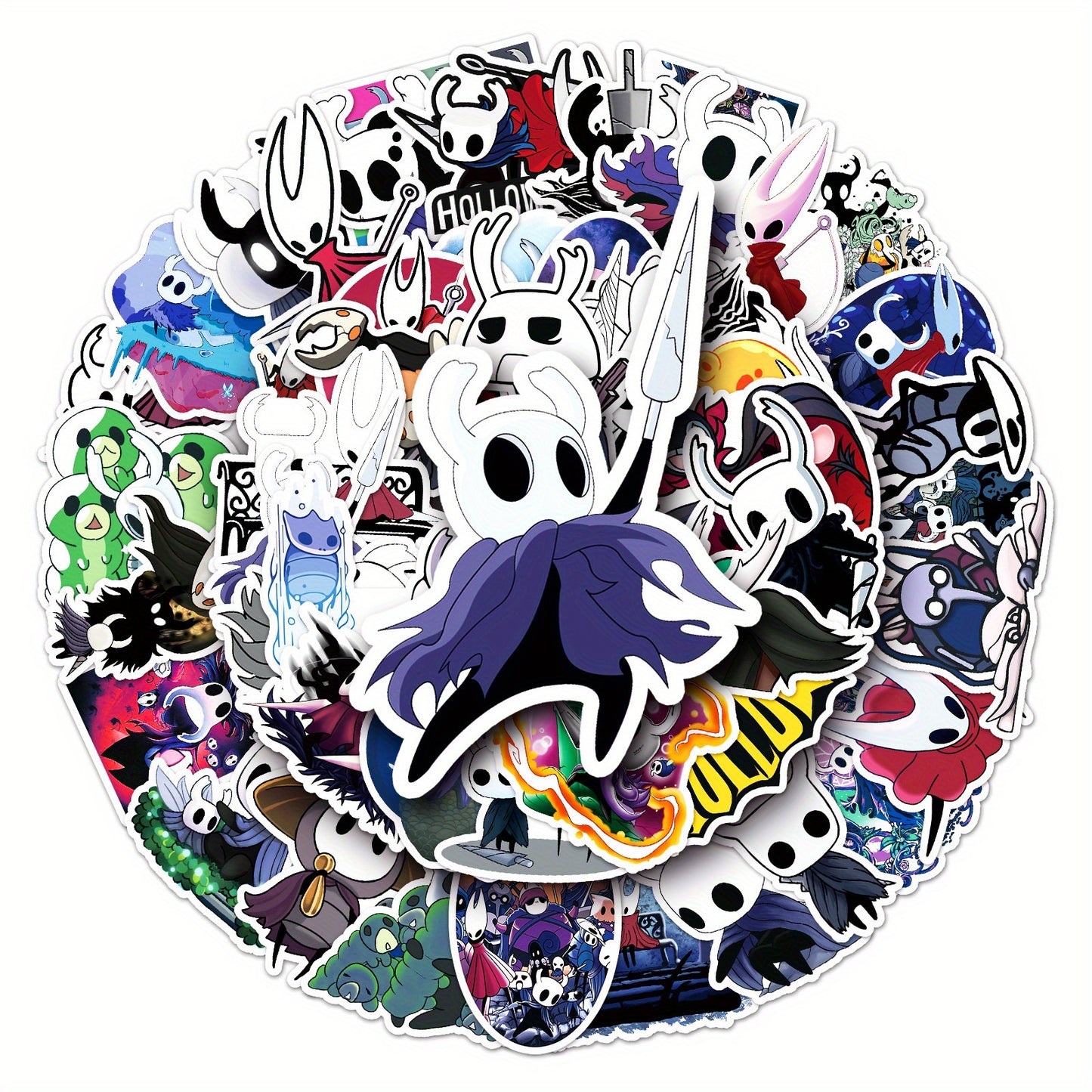 50pcs Hollow Knight Game Stickers, Mixed Colors, PVC, Reusable, RAGEENO Brand,