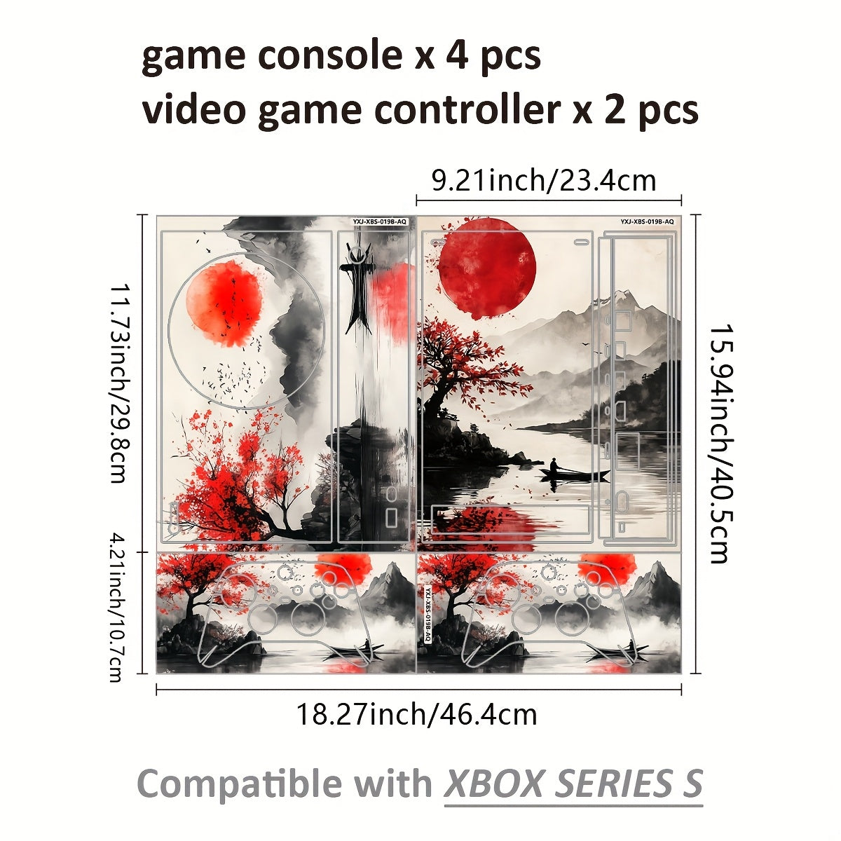 Xbox Series S Skin - Vibrant Red & Black Gaming Controller Design with Butterfly & Feather Motifs.