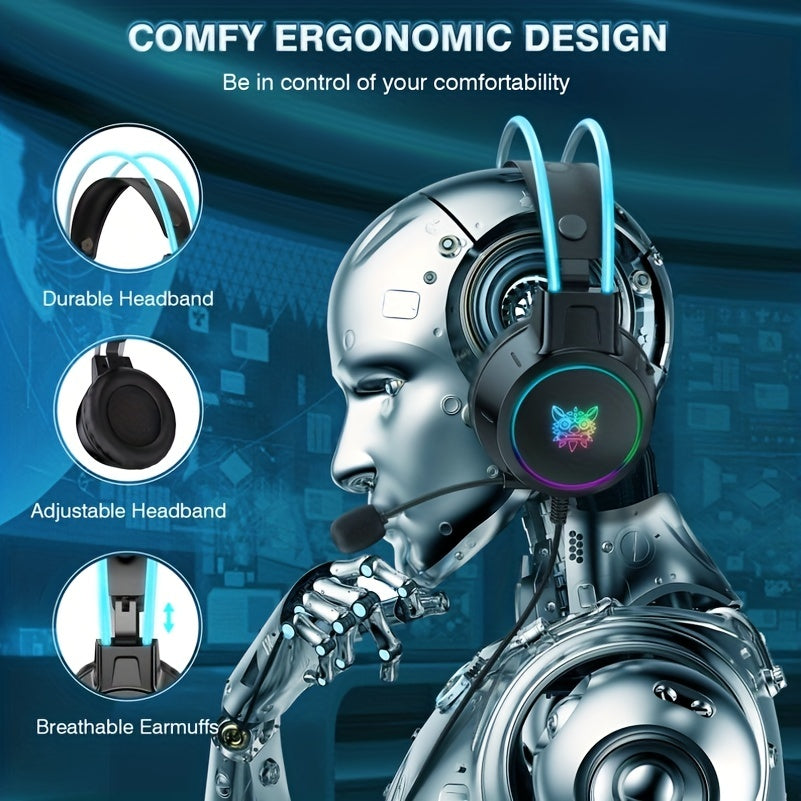 ONIKUMA Professional Wired Headphones Gaming Headset Gamer with RGB Light