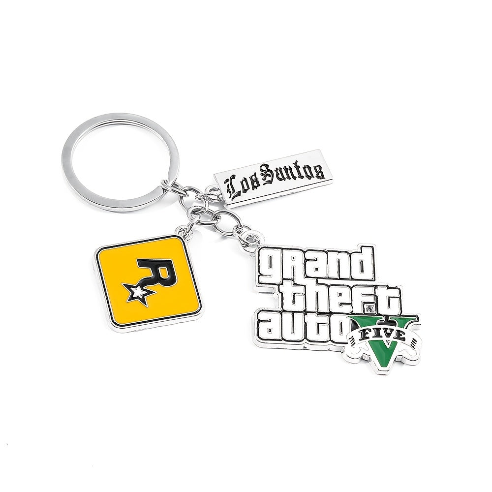 1pc Los Santos & Grand Theft Auto V Zinc Alloy Keychain - Official GTA Logo Dual