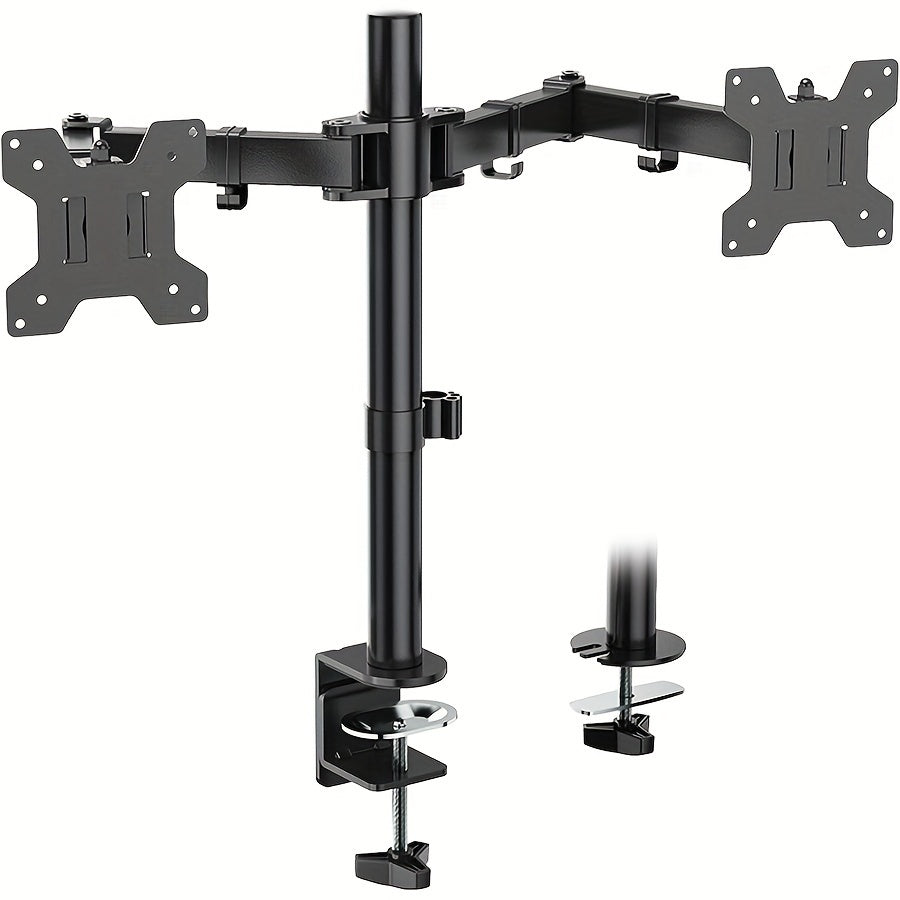 Adjustable Dual Monitor Stand with Tilt & Swivel - Iron Desk Mount for Two 33.02-81.28 cm Screens,