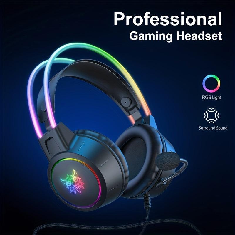 ONIKUMA Professional Wired Headphones Gaming Headset Gamer with RGB Light