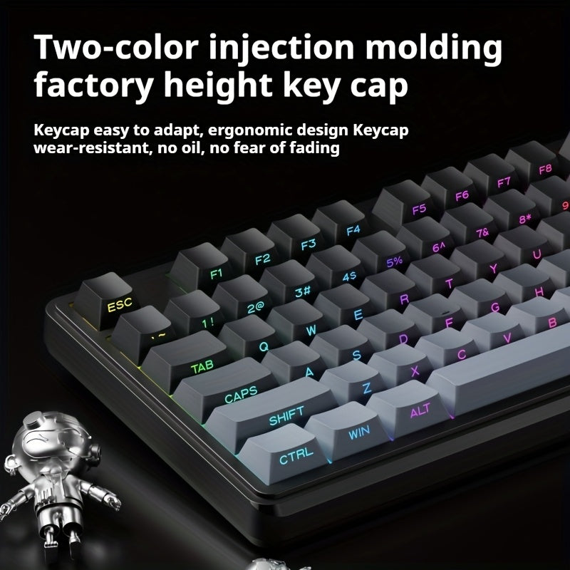 EWEADN Wired Silent Gaming Keyboard with RGB Backlit, Side-Printed Gradient Keycaps,