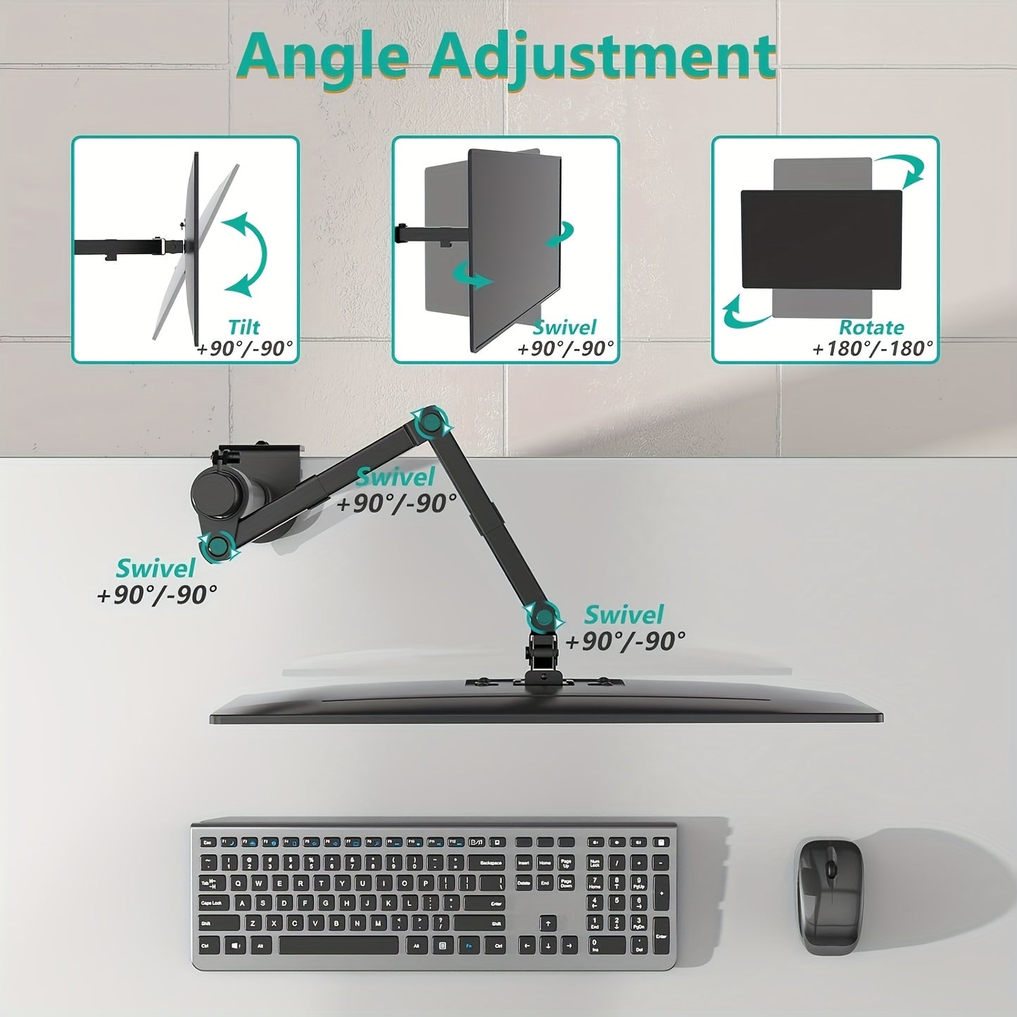 Adjustable Dual Monitor Stand with Tilt & Swivel - Iron Desk Mount for Two 33.02-81.28 cm Screens,
