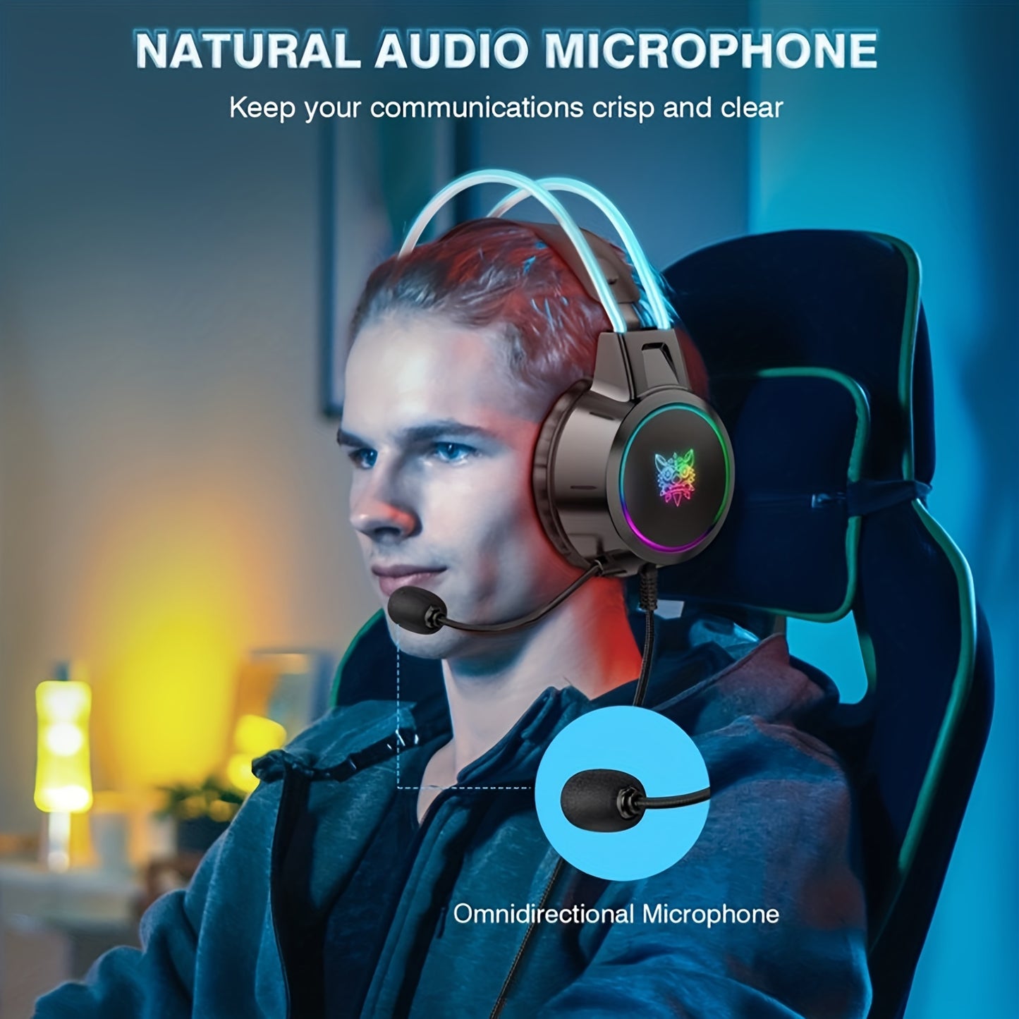 ONIKUMA Professional Wired Headphones Gaming Headset Gamer with RGB Light