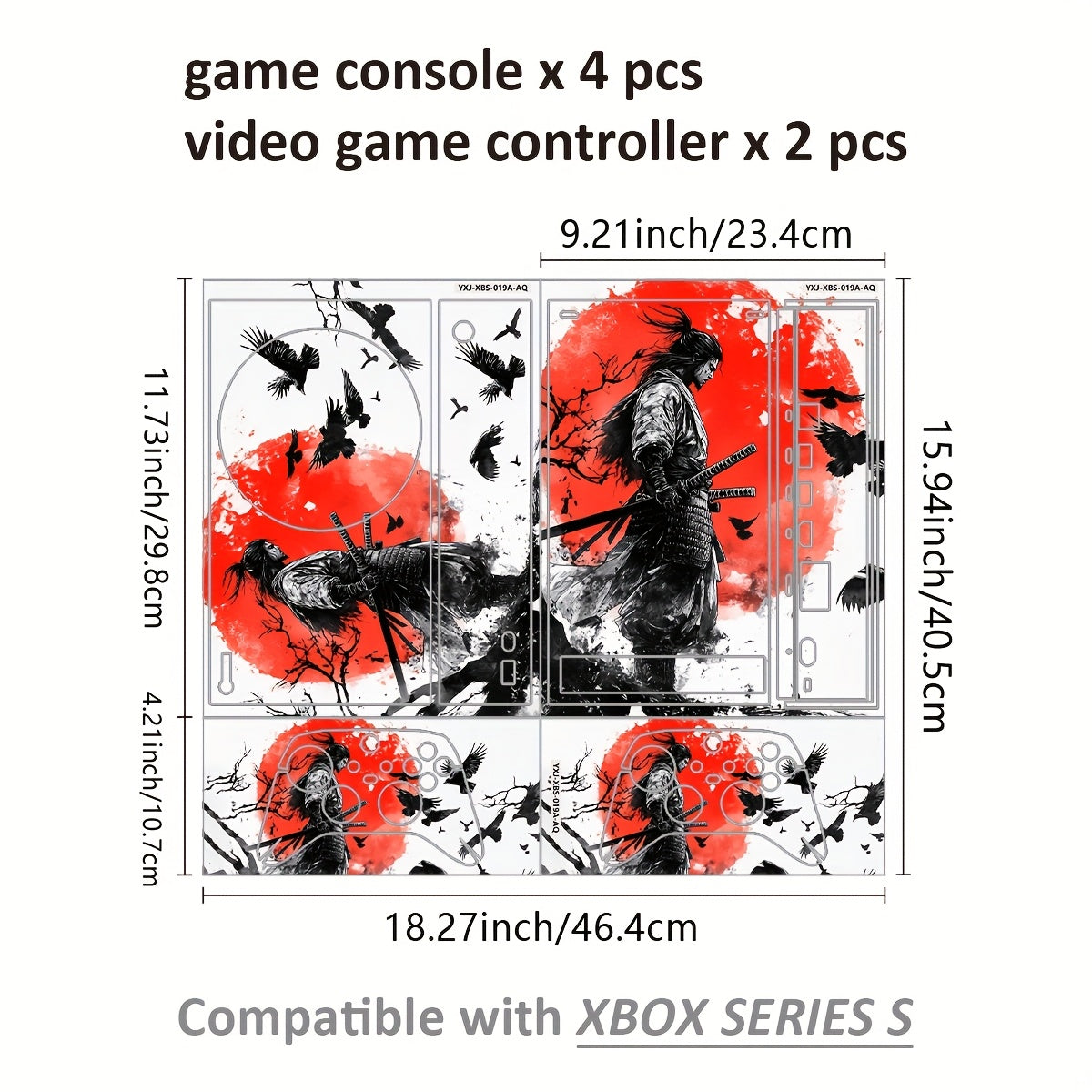 Xbox Series S Skin - Vibrant Red & Black Gaming Controller Design with Butterfly & Feather Motifs.
