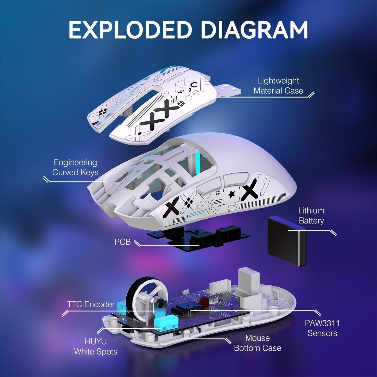 ATTACK SHARK X11 Wireless Gaming Mouse with RGB Magnetic Charging Dock, PixArt PAW3311 Sensor