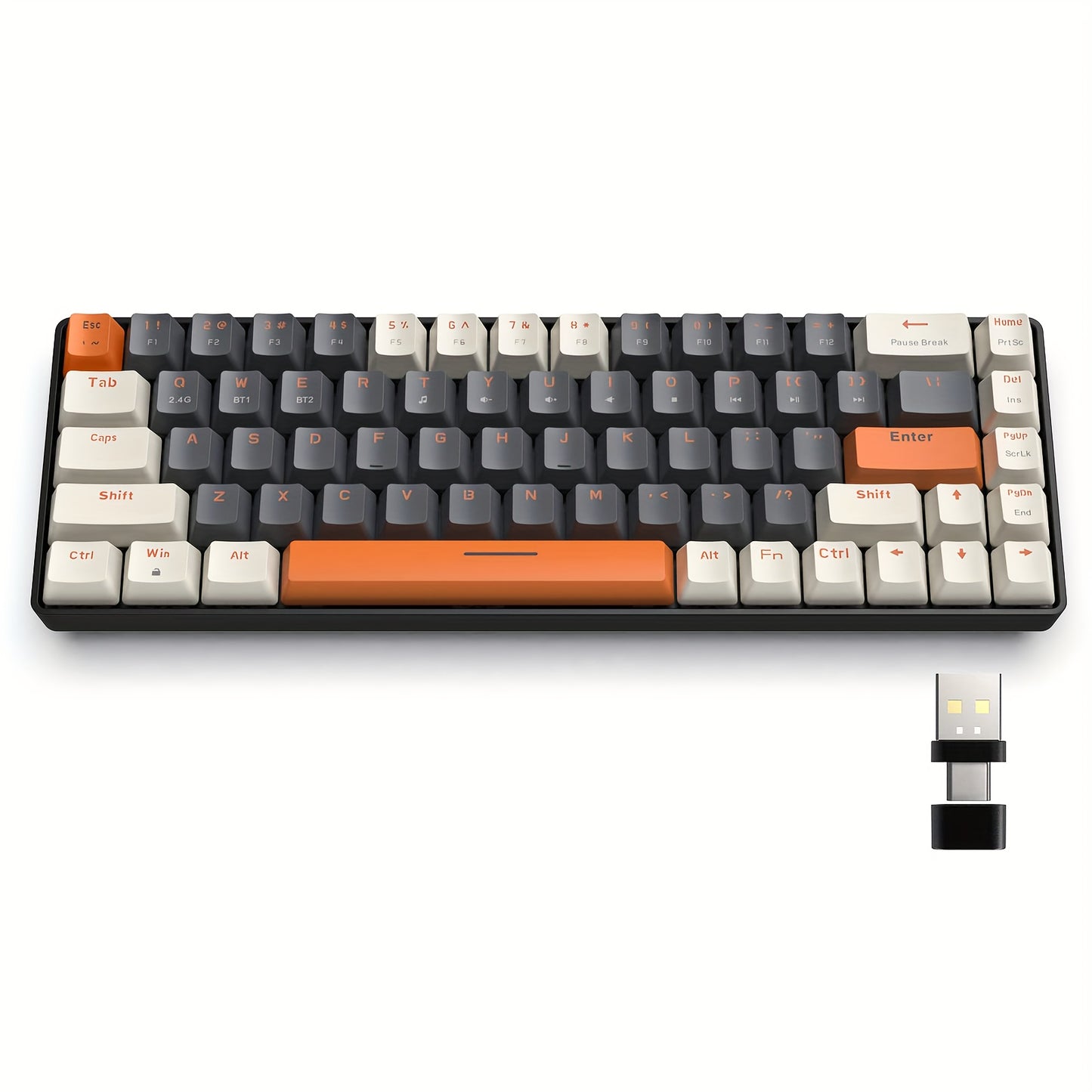 K68 60% Wireless Mechanical Keyboard, BT 5.0/2.4GHz with Dual Mode 2-in-1 Receiver
