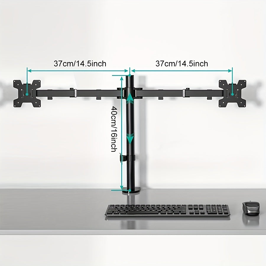 Adjustable Dual Monitor Stand with Tilt & Swivel - Iron Desk Mount for Two 33.02-81.28 cm Screens,