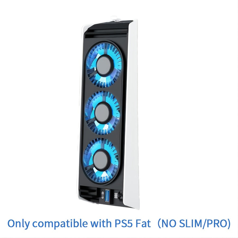 IINE PS5 Temperature-Controlled Cooling Fan with USB 3.0 Hub, Compatible with PS5 Disc & Digital Versions