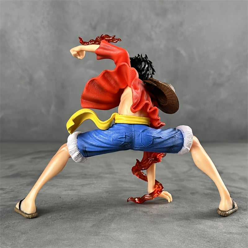 One Piece Luffy Action Figure - Dynamic Battle Pose with Red & Golden Accents Collectible