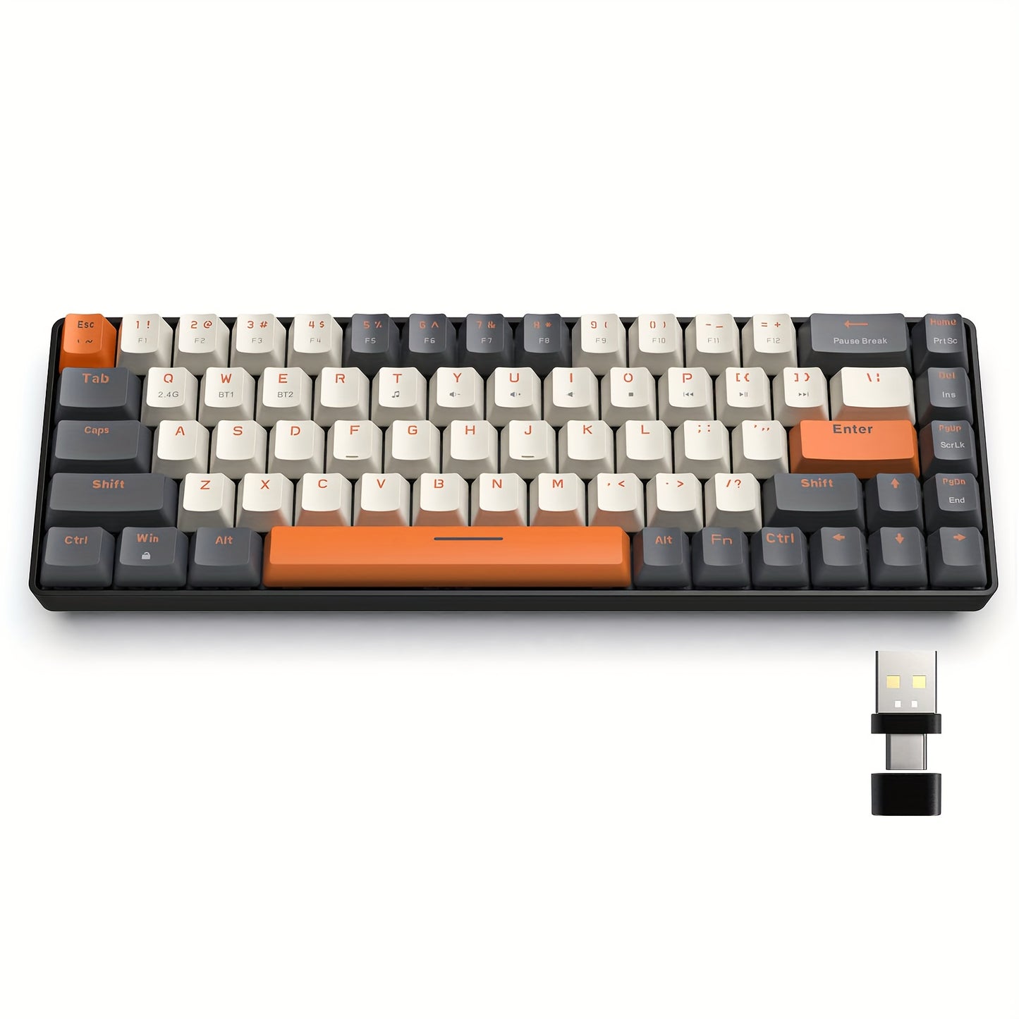 K68 60% Wireless Mechanical Keyboard, BT 5.0/2.4GHz with Dual Mode 2-in-1 Receiver