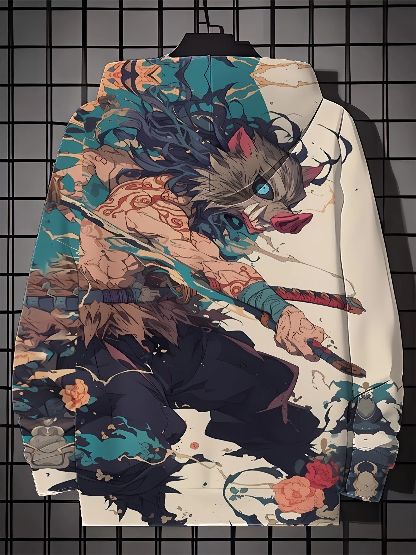 Anime Character Print Hoodie, Cool Hoodies for Men, Men's Casual Graphic Design Pullover