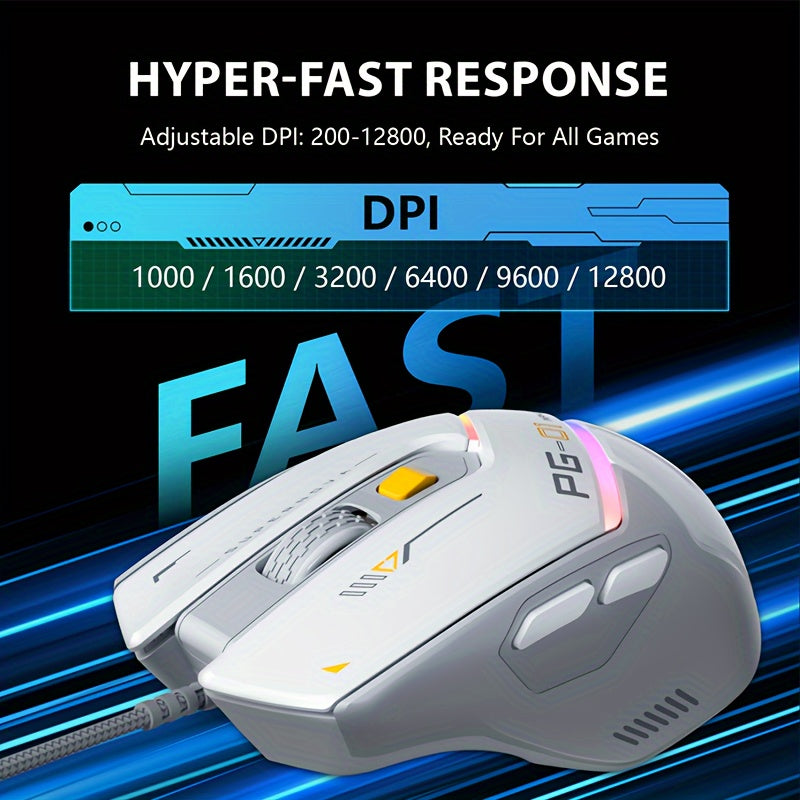 1pc INPHIC PG1 Wired Gaming Mouse, Ergonomic Design, Macro Programming,