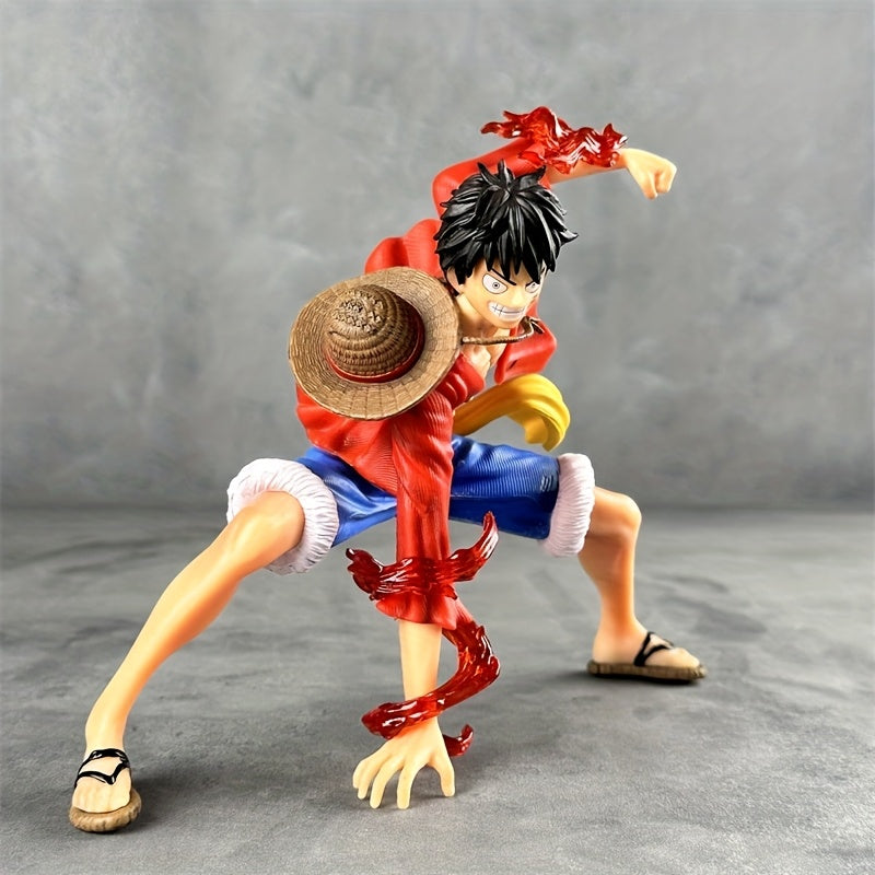 One Piece Luffy Action Figure - Dynamic Battle Pose with Red & Golden Accents Collectible