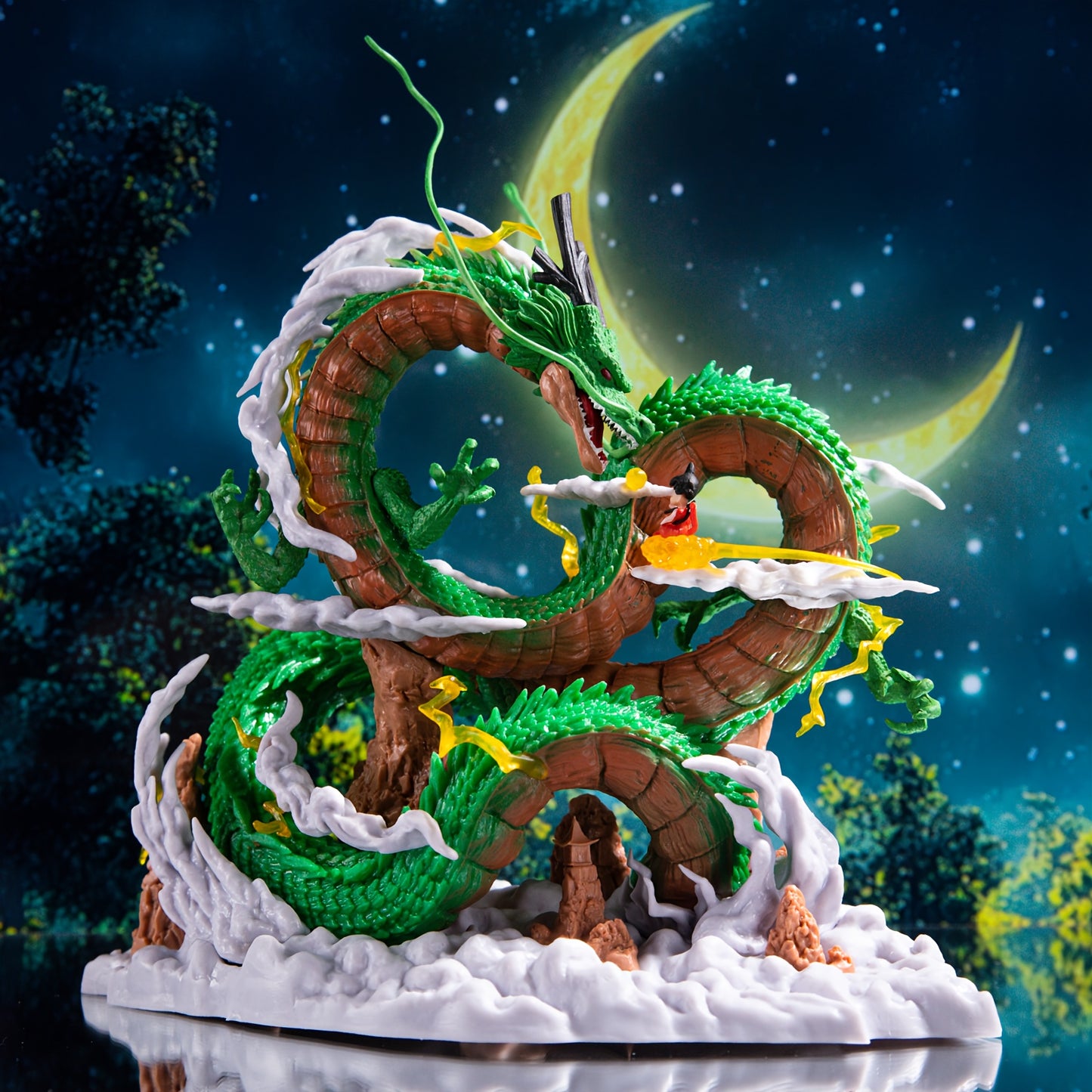 Dragon Ball: Shenron Summoning - Classic Wish Scene with Young Goku Riding on Cloud