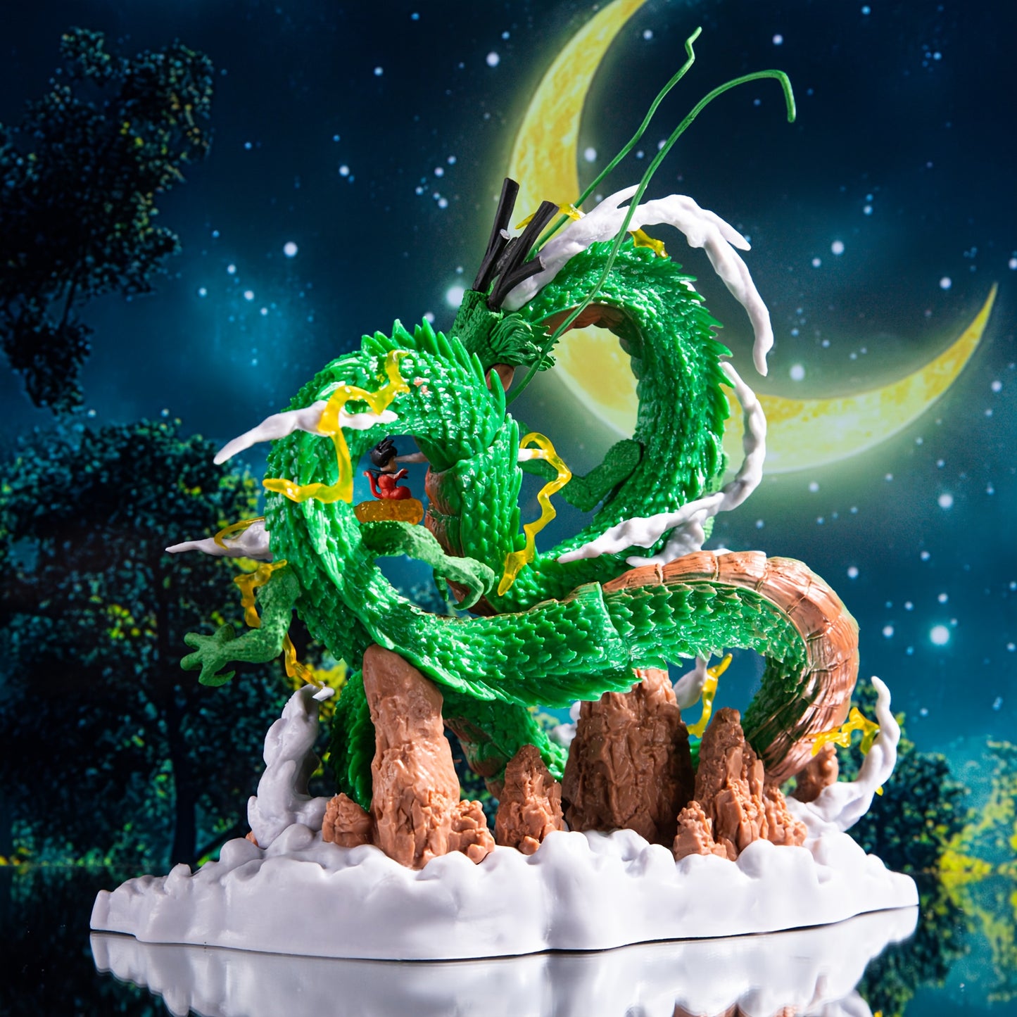 Dragon Ball: Shenron Summoning - Classic Wish Scene with Young Goku Riding on Cloud