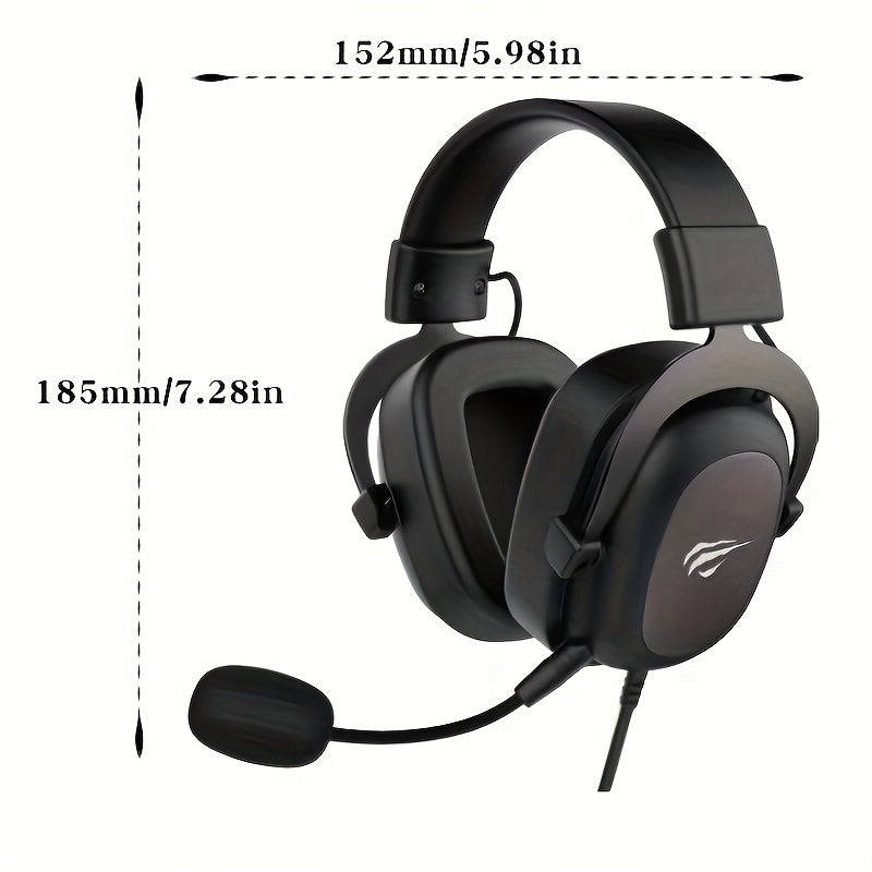 HAVIT Gaming Headset, Use Protein Leather Earmuffs, Detachable Microphone.