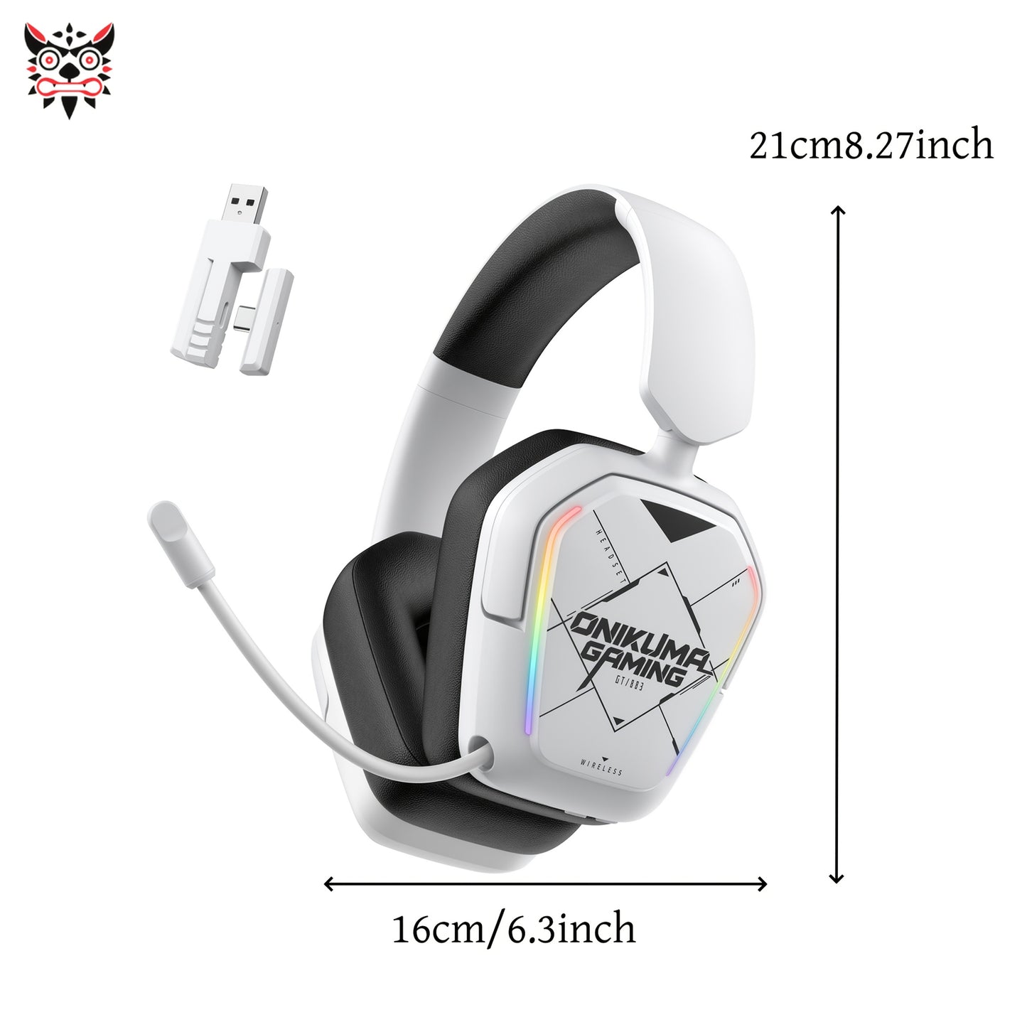 ONIKUMA Gaming Headset with Noise Cancelling Mic, 4-in-1 Wireless/-Free Mode (USB-C/Wireless/2.4G)