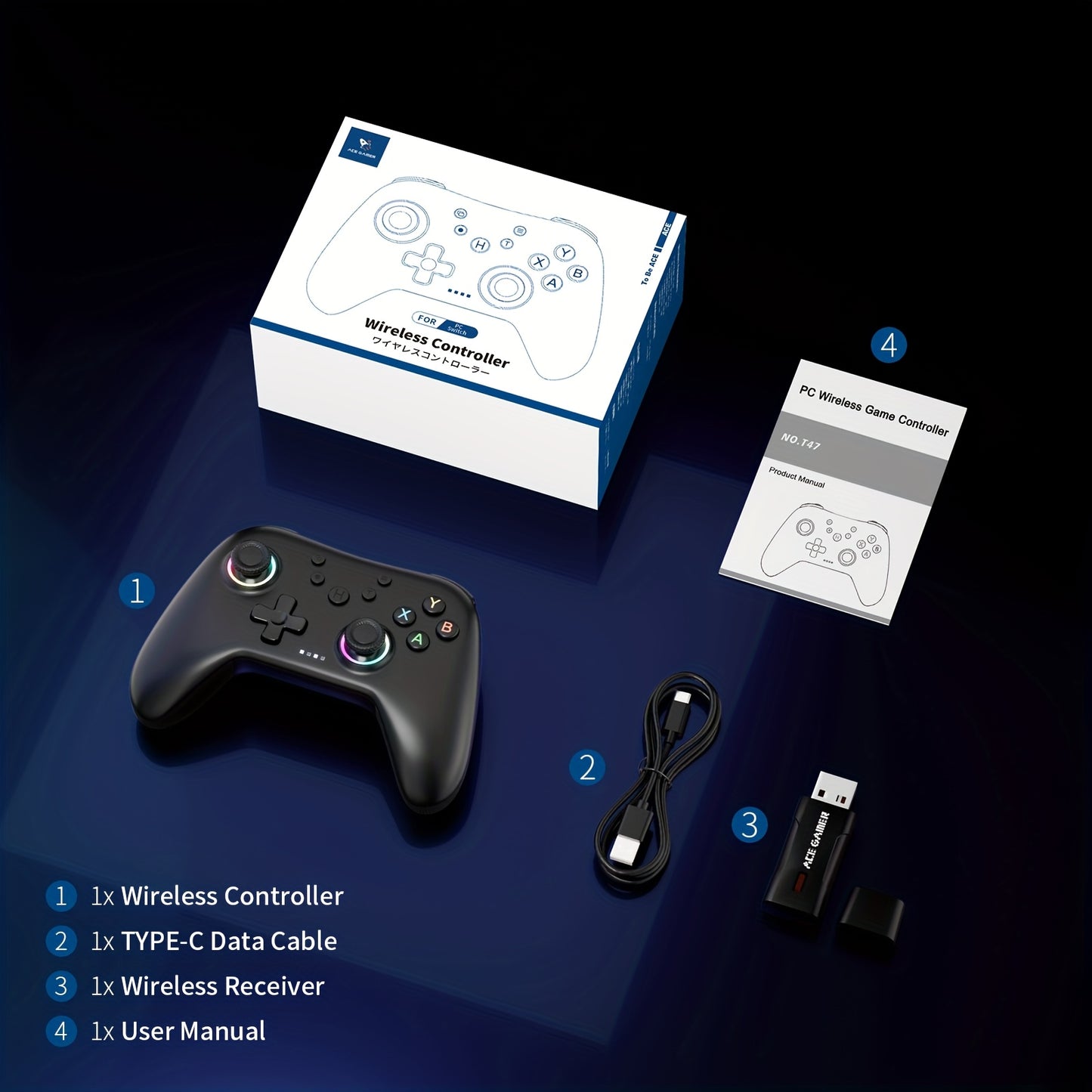 AceGamer Aurora Generation 2, 4G Wireless Wireless Controller for PC/ Android/ Switch/ iOS/
