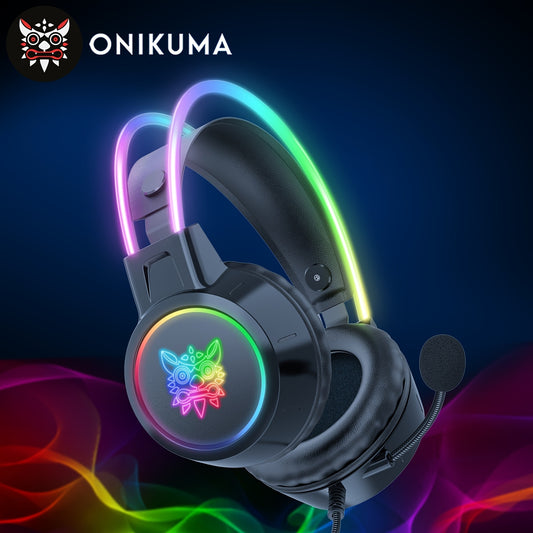 ONIKUMA Professional Wired Headphones Gaming Headset Gamer with RGB Light