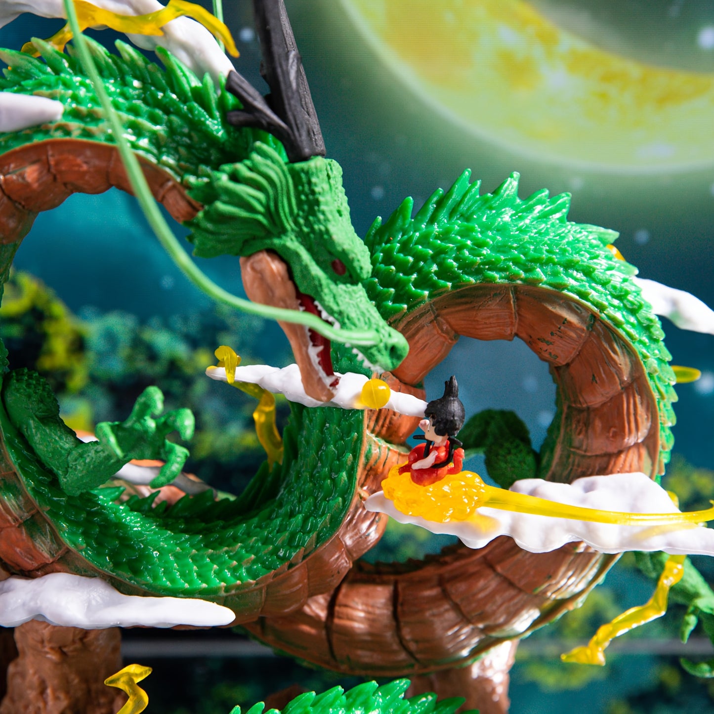 Dragon Ball: Shenron Summoning - Classic Wish Scene with Young Goku Riding on Cloud