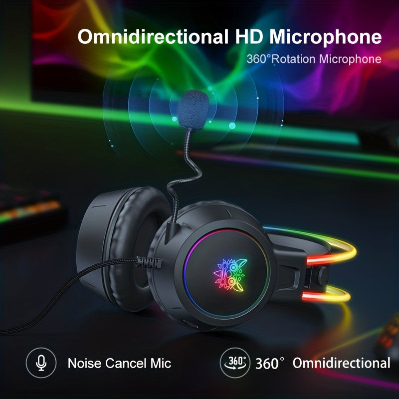 ONIKUMA Professional Wired Headphones Gaming Headset Gamer with RGB Light