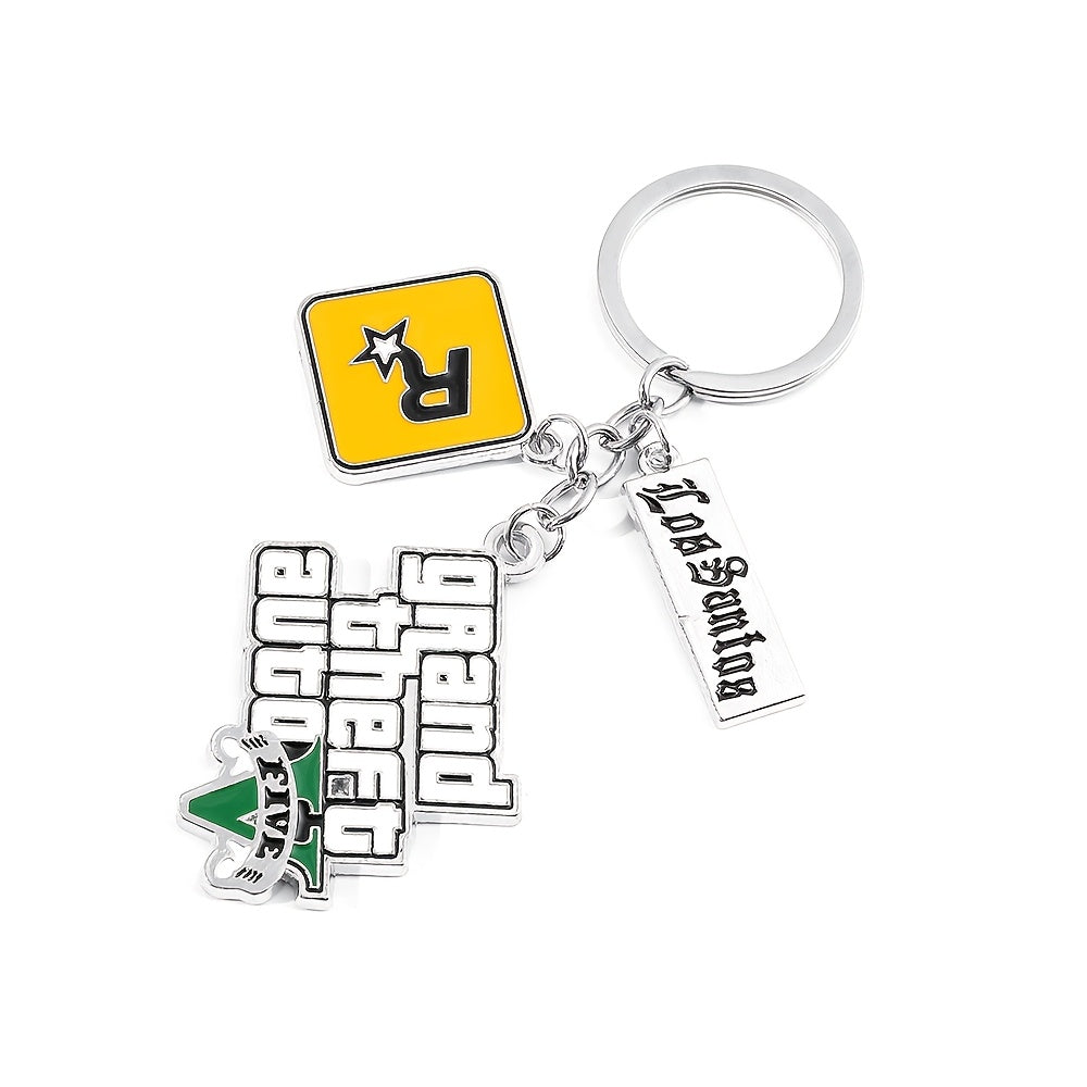 1pc Los Santos & Grand Theft Auto V Zinc Alloy Keychain - Official GTA Logo Dual