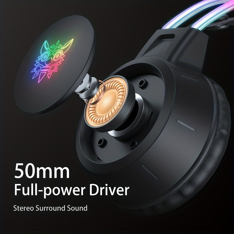 ONIKUMA Professional Wired Headphones Gaming Headset Gamer with RGB Light